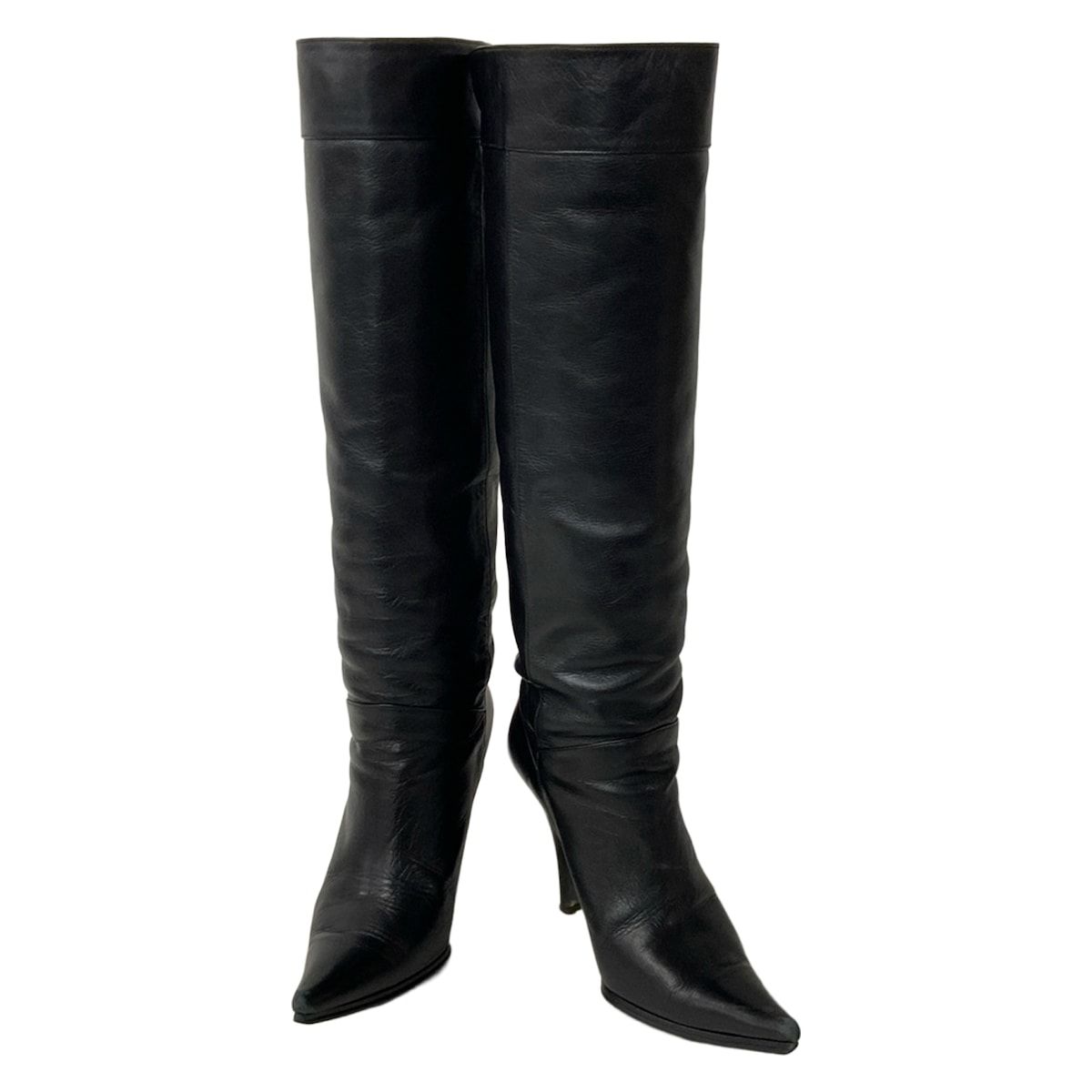 COMEX コメックス ロングブーツ 24 レディース - 黒 ウェッジソール アウトソール張替済 レザー