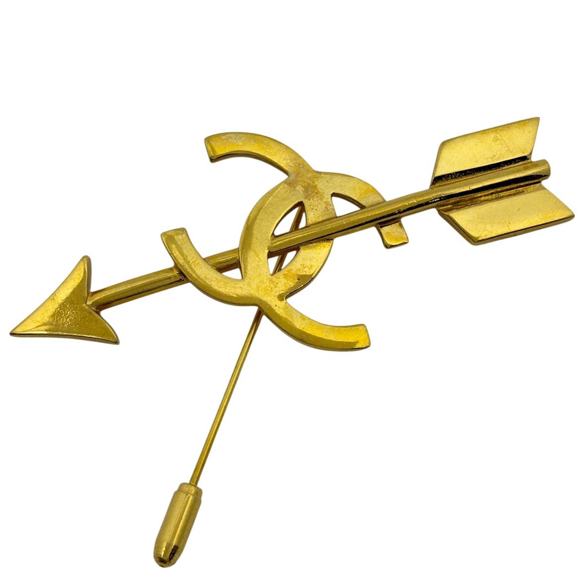 シャネル CHANEL ココマーク ブローチ アロー ブローチ GP ゴールド