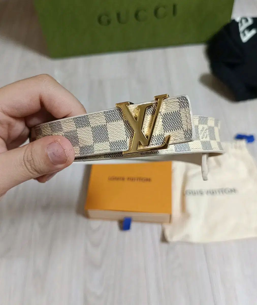 級 ルイヴィトン ダミエ アズール ベルト ゴールド ロゴ 85|34