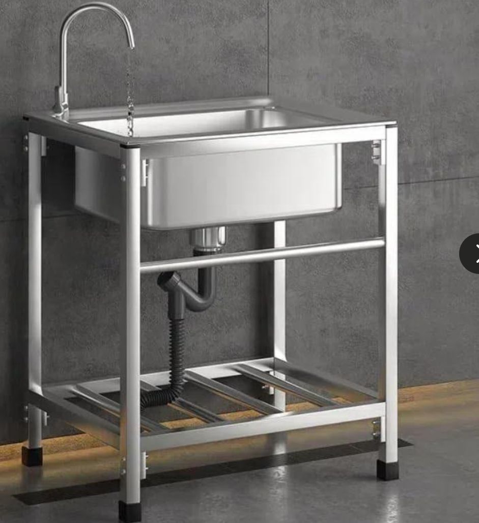 大好評 48*35*75 cm 簡易流し台 ガーデンシンク 屋外 ステンレス 冷温水混合水栓 り 工場 庭先 ベランダ 建築現場 シングルシンク 錆びにくい お手入れ簡単