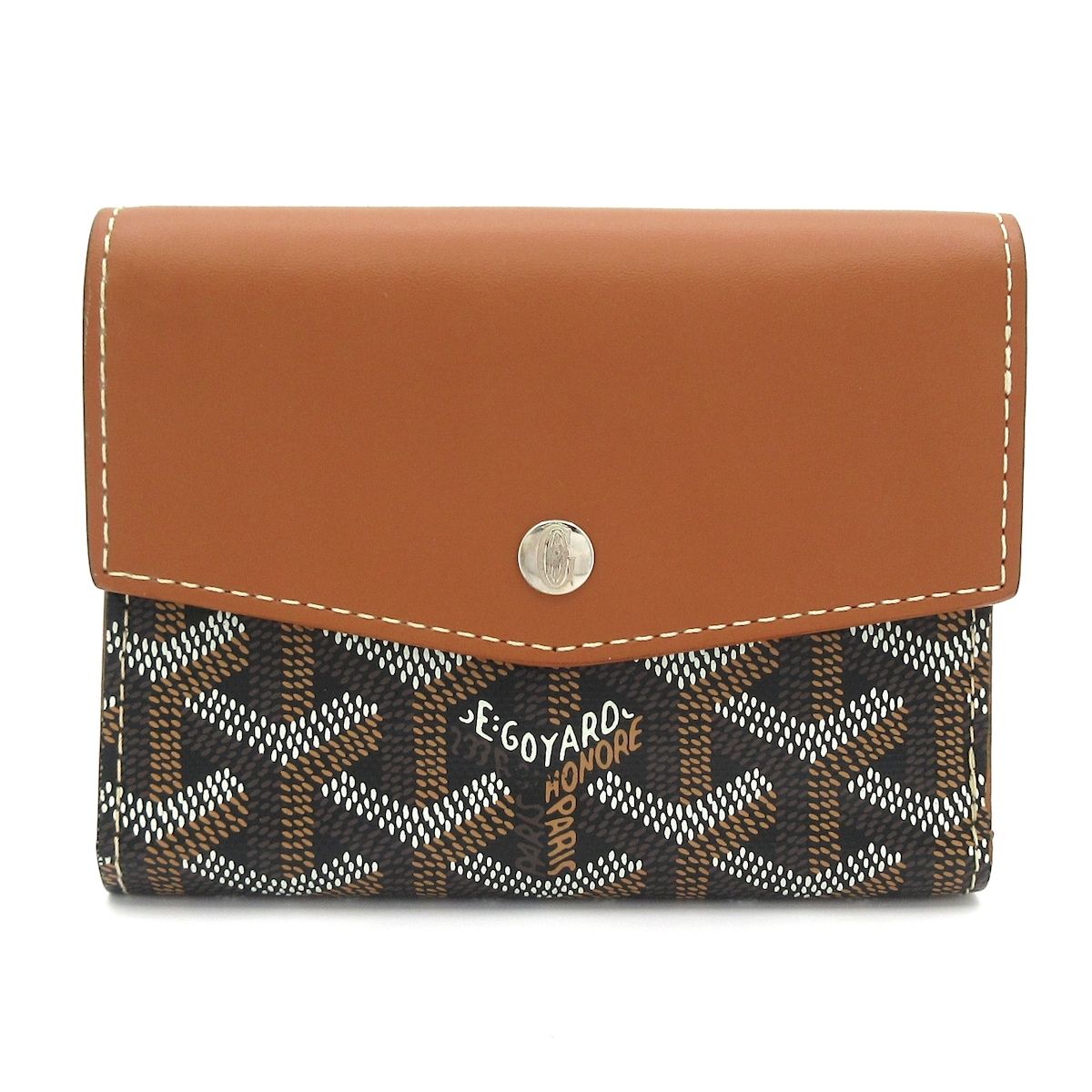 GOYARD ゴヤール 3つ折り財布 黒×ブラウン×白 レザー