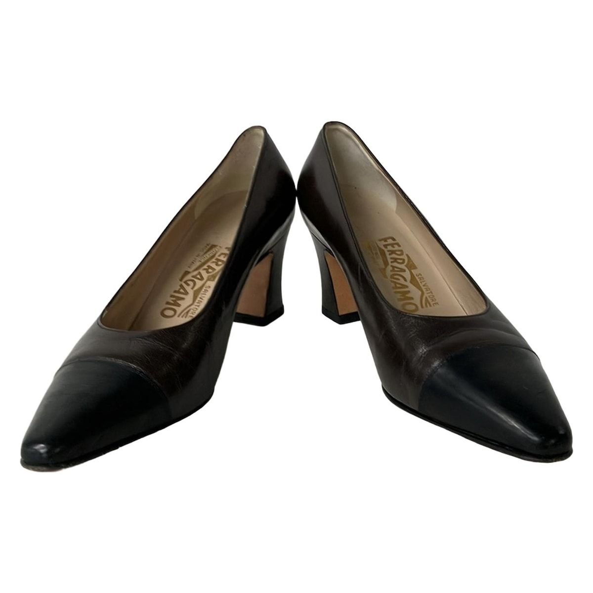 SalvatoreFerragamo サルバトーレフェラガモ パンプス 6 1 2 C レディース - ダークブラウン アウトソール張替済 レザー