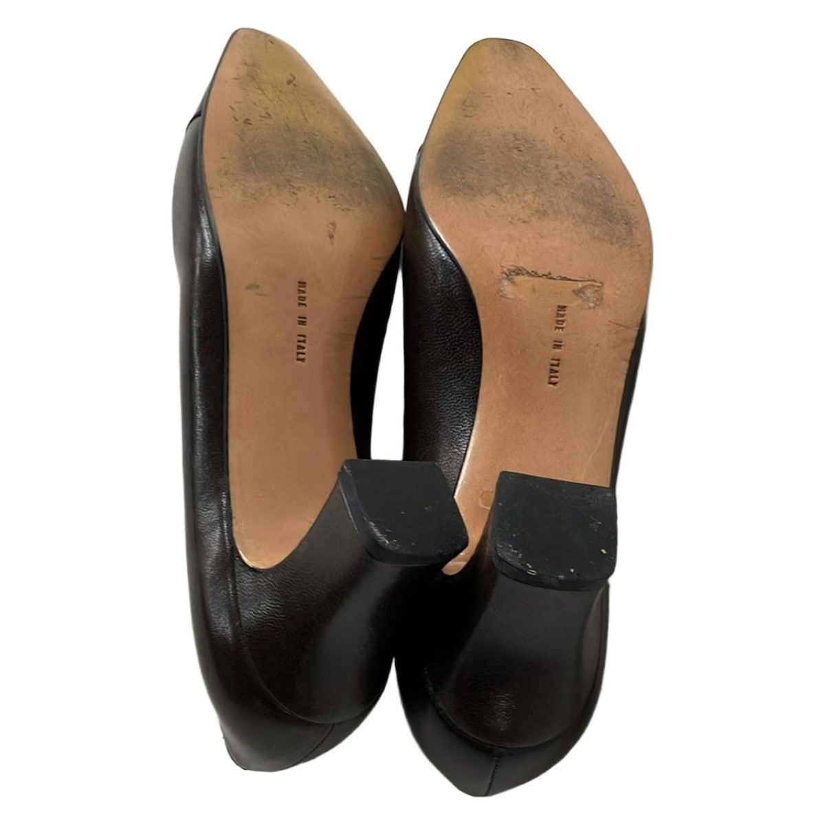  |SalvatoreFerragamo サルバトーレフェラガモ パンプス 6 1|2 C レディース - ダークブラウン アウトソール張替済 レザー ハイヒール パンプス パンプス