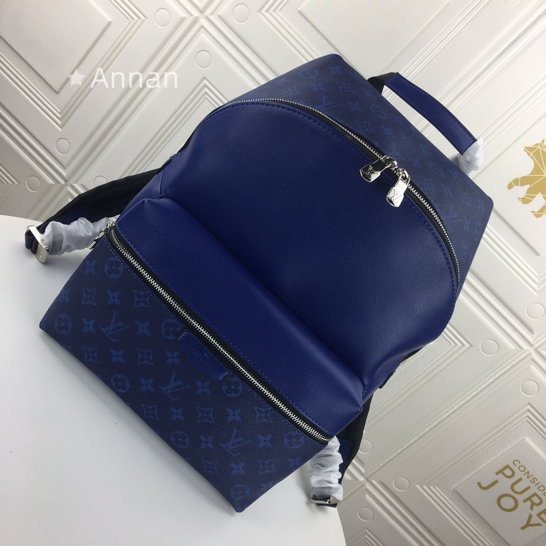 ルイヴィトン LOUIS VUITTON メンズ バックパック リュック モデル ディスカバリー LVロゴ フラワー ブルー デイパック タイガラマ モノグラム コバルト