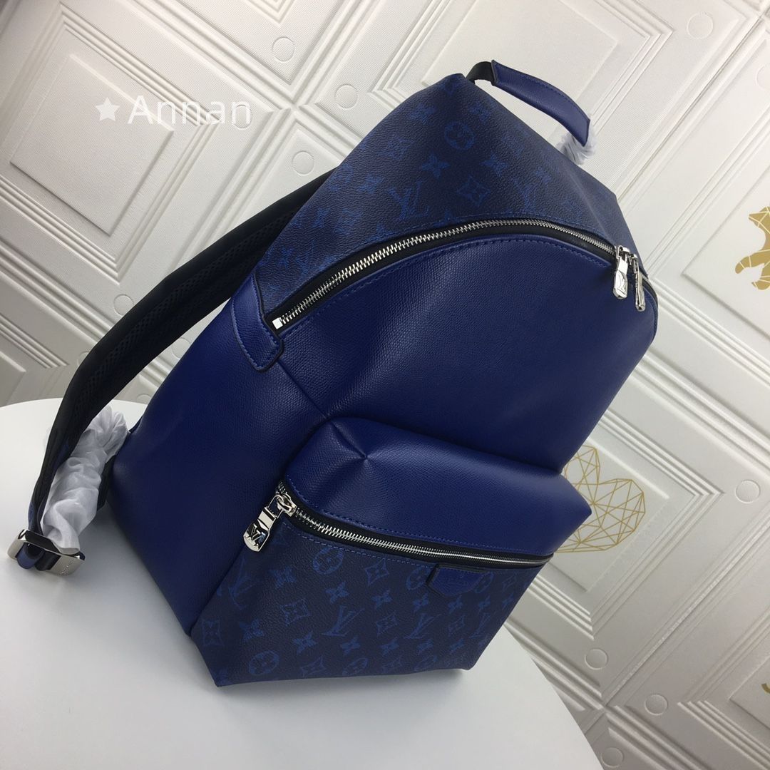 ルイヴィトン LOUIS VUITTON メンズ バックパック リュック モデル ディスカバリー LVロゴ フラワー ブルー デイパック タイガラマ モノグラム コバルト