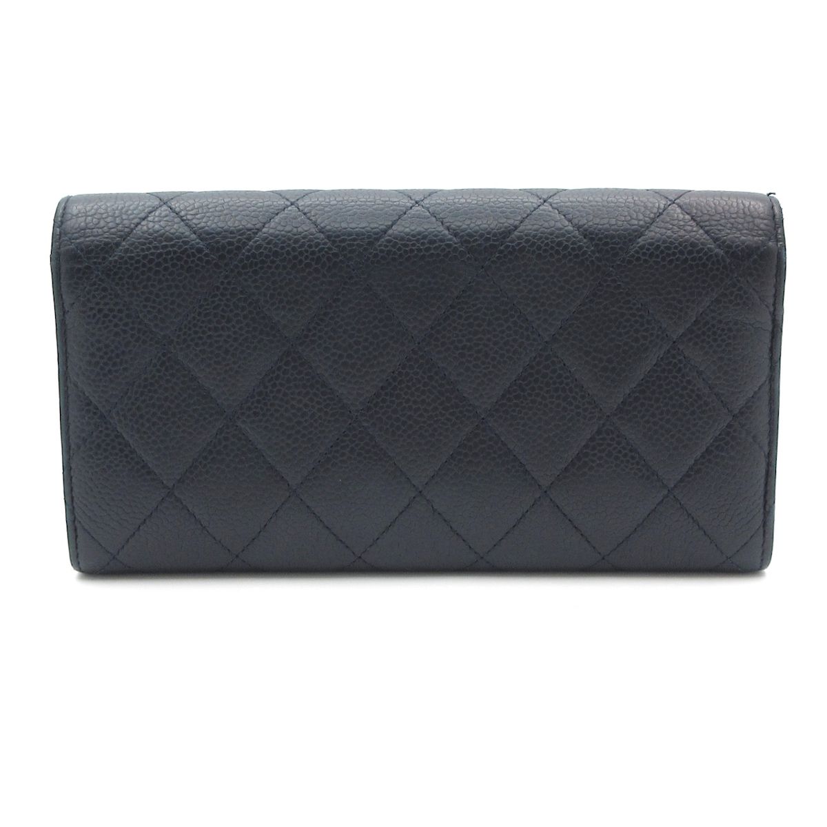 CHANEL シャネル 長財布 マトラッセ ダークネイビー シルバー
