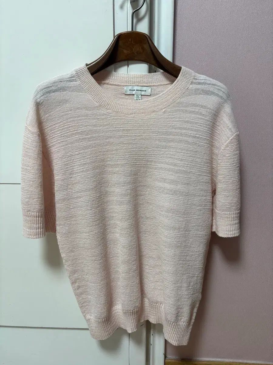 クラブモナコ ピンク 半袖 ウール ニット