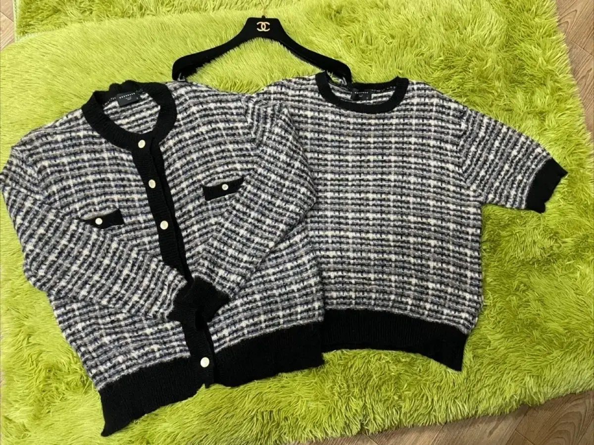 ツイード ニット カーディガン 半袖 セット オーバーサイズ 冬コーデ