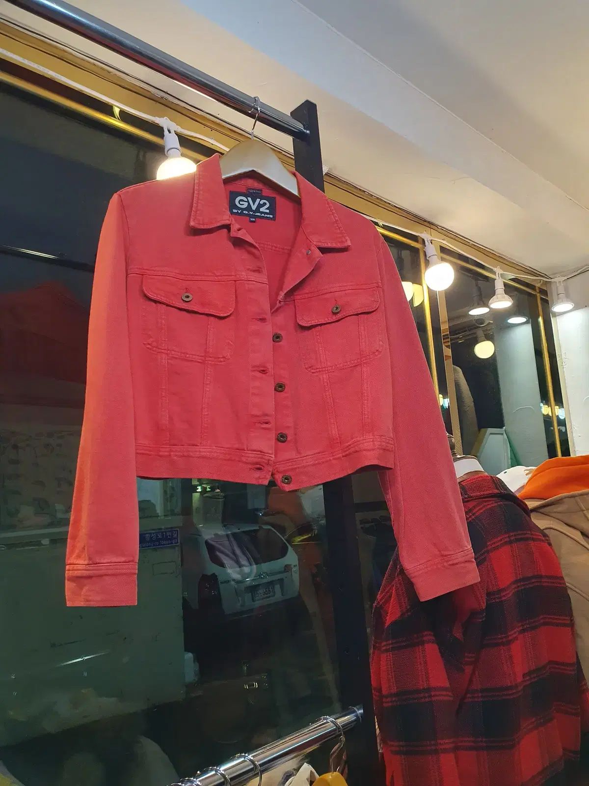 GV 2 イタリアン Classic デニムジャケット レッド COLOR レディース 55 77 サイズ