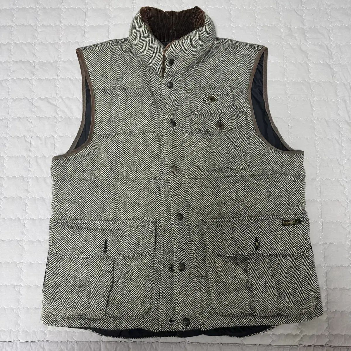 ポロラルフローレン ウールアルパカヘリンボーンツイードダウンベスト L