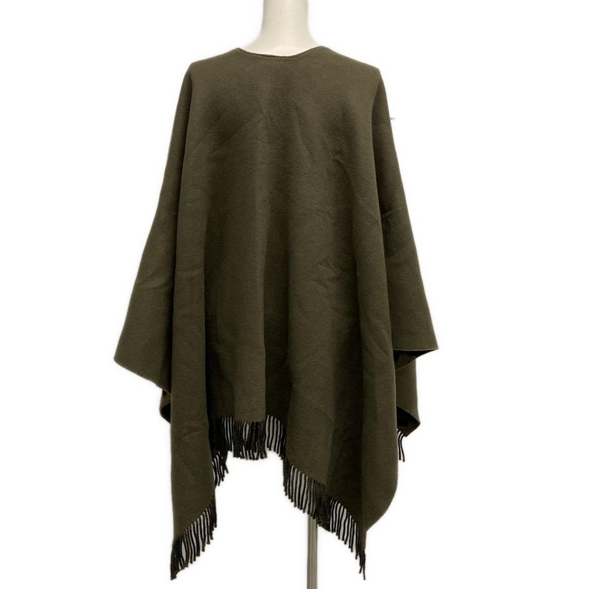 FENDI フェンディ ポンチョ レディース FXX 715 カーキ×ブラウン×黒 リバーシブル 秋 冬 ズッカ柄 ウール カシミヤ