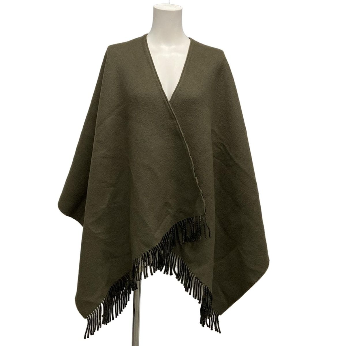 FENDI フェンディ ポンチョ レディース FXX 715 カーキ×ブラウン×黒 リバーシブル 秋 冬 ズッカ柄 ウール カシミヤ