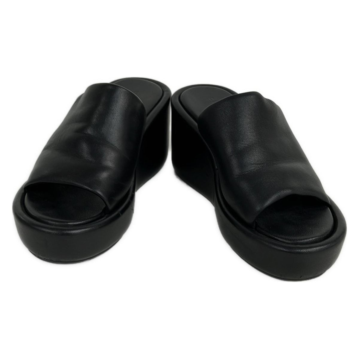 クレジュリー ミュール 35 レディース 黒 ウェッジソール レザー