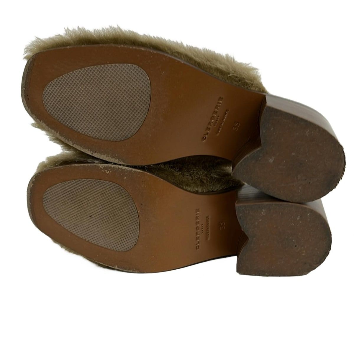  クレジュリー ミュール 35 レディース ベージュ フェイクファー ミュール サンダル ミュール