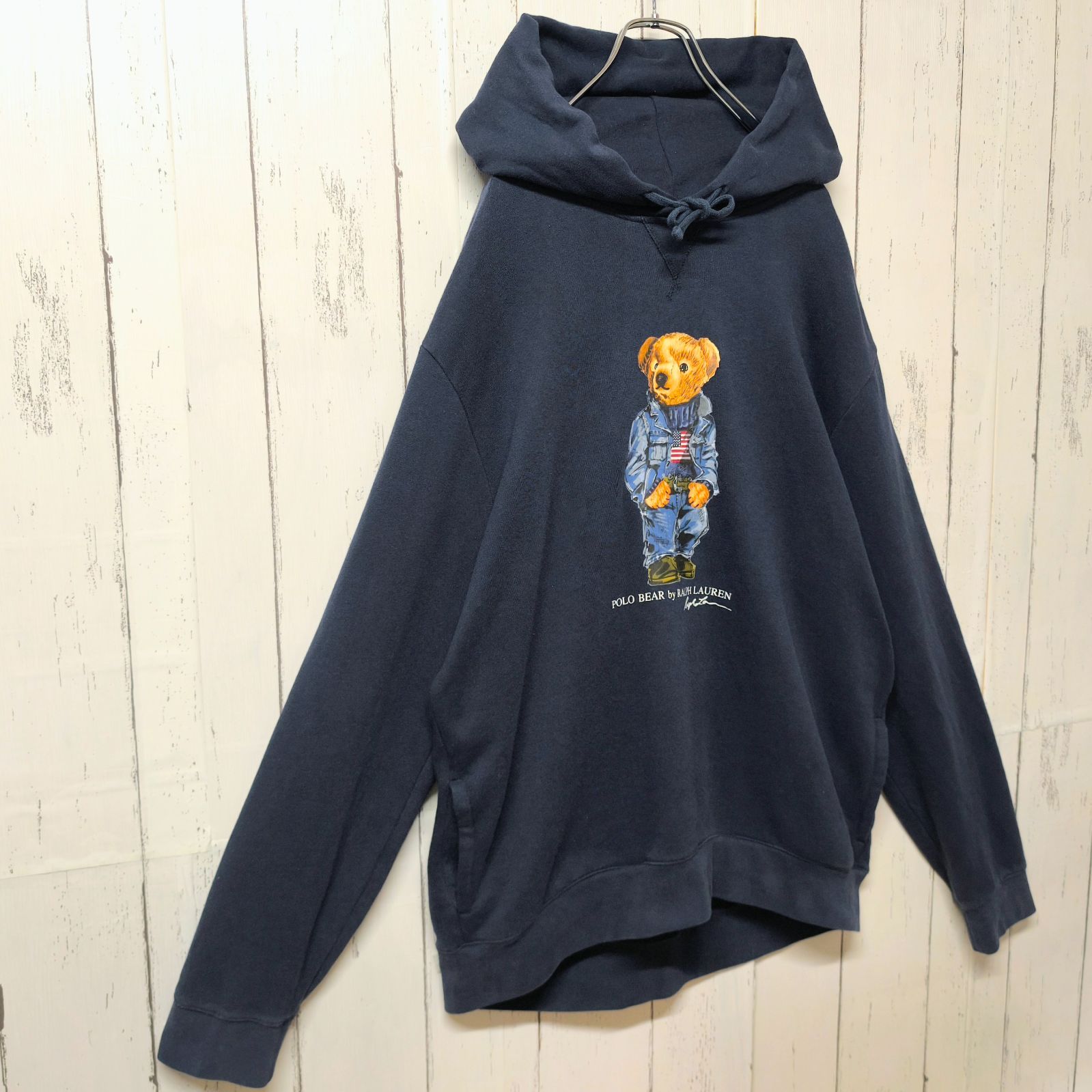 人気デザイン】POLO RALPH LAUREN ポロベア パーカー ネイビー XL