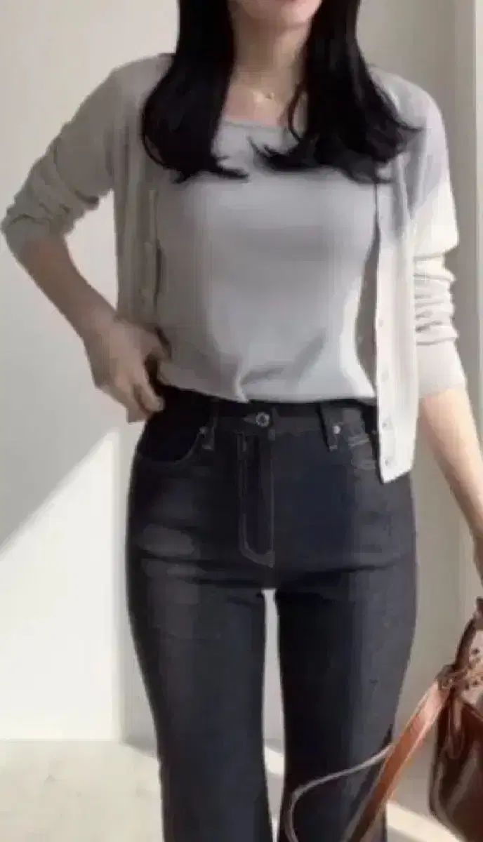 SET シエ アイリーン エッセンシャル スリーブレス カーディガン ブルーグレー