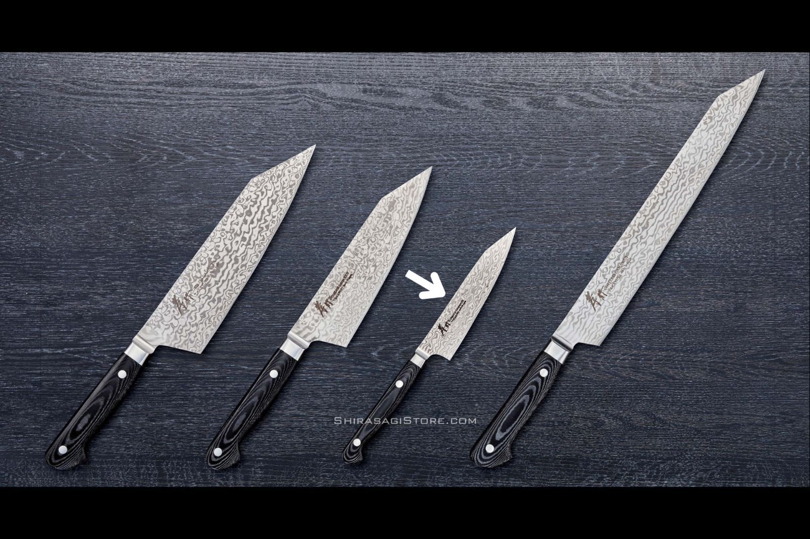 堺孝行 剣型ペテ 包丁 VG 10＆VG 2 コアレスダマスカス 120 mm 14413