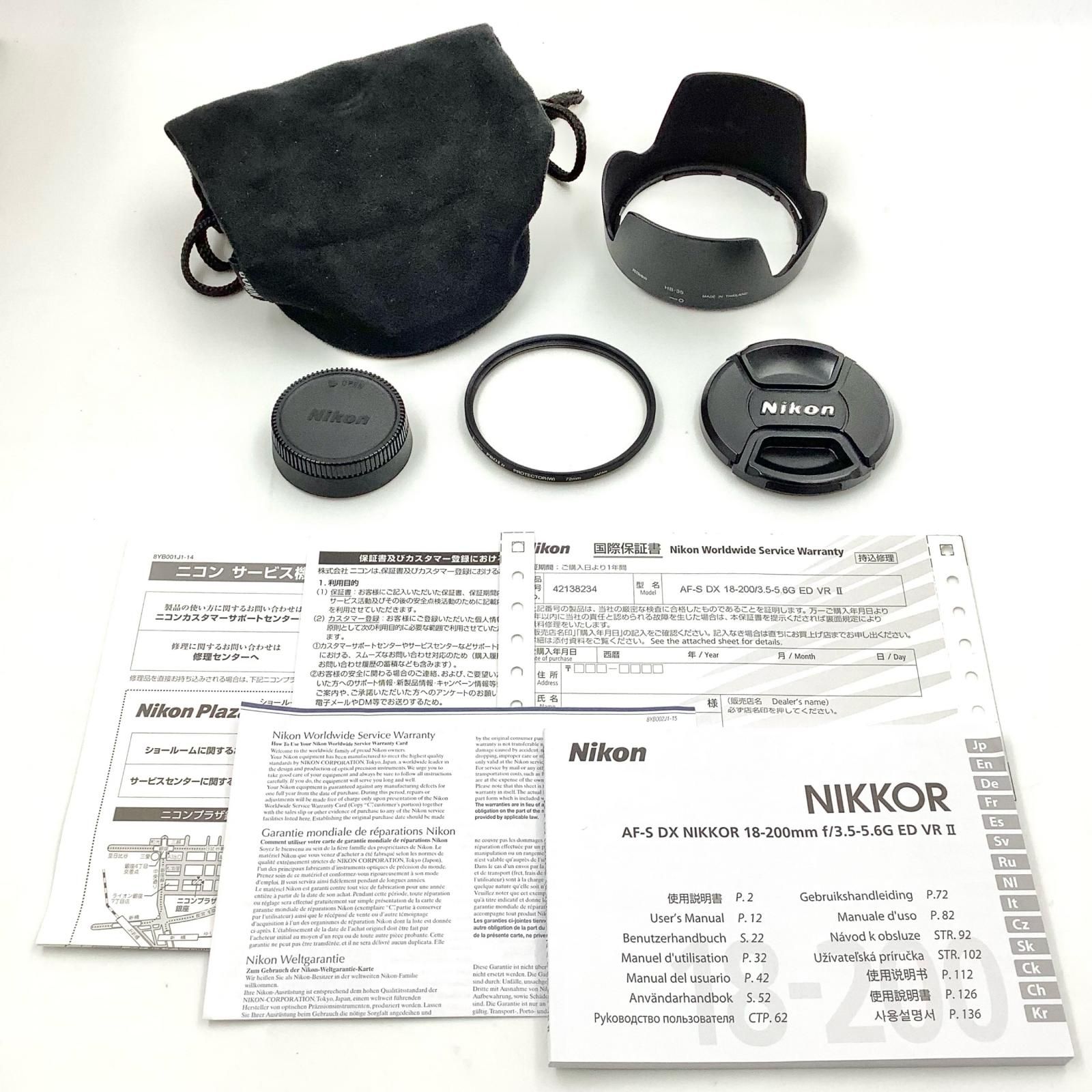 全額返金保証】【最速発送】Nikon AF-S DX NIKKOR 18-200mm f/3.5-5.6G