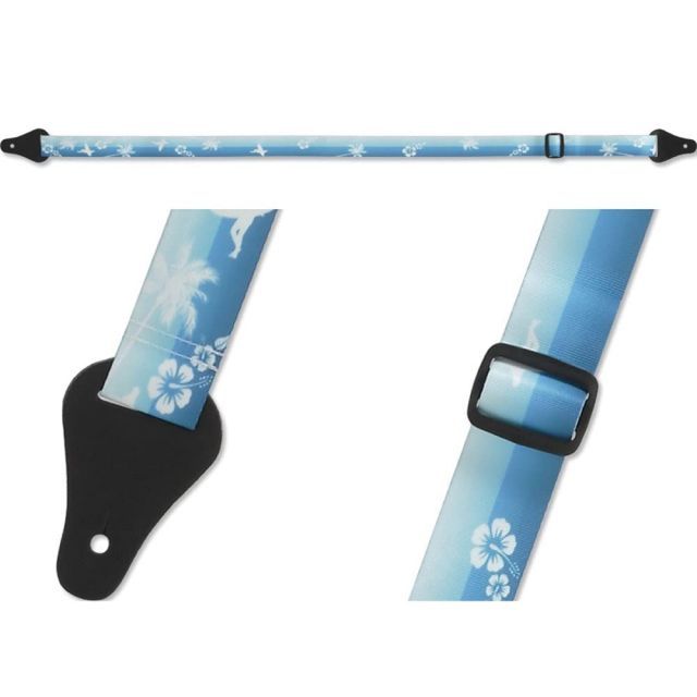 レネゲード ウクレレストラップ ハワイアンデザイン ポリ繊維＆レザー 幅38 mm ブルー UKU HB Blue