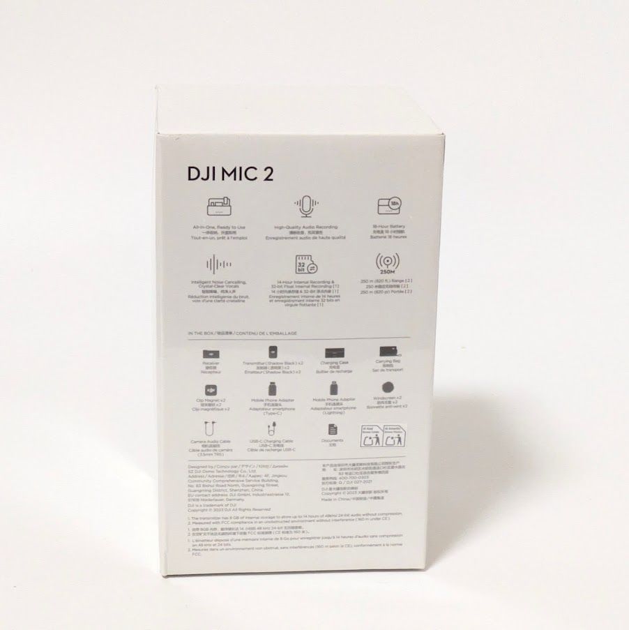 DJI Mic 2 トランスミッター レシーバー 1 充電ケース オールインワン型ワイヤレスマイク スマートノイズキャンセリング 32 bitフロート内部収録 伝送距離250 m
