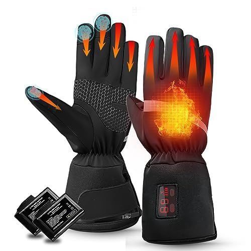 ZAPAL 電熱グローブ バイク男女兼用充電式 冬季充電式バッテリー付きヒーターグローブ女性用スキーグローブ 防水タッチスクリーンヒーター付き作業グローブ サイクリング キャンプ用po