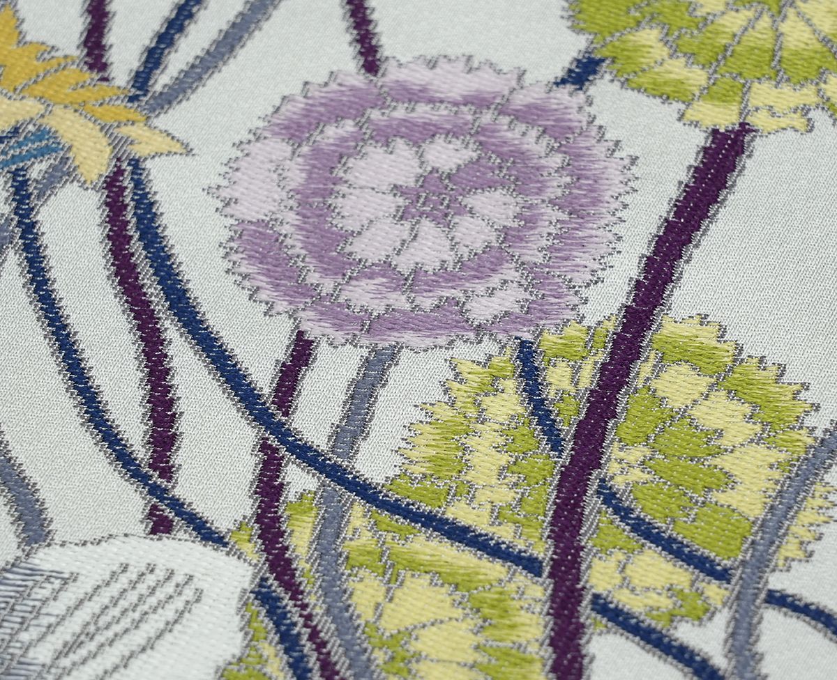 新品未仕立 西陣織 白綾苑大庭 九寸名古屋帯 優花 水色 手縫仕立代込み