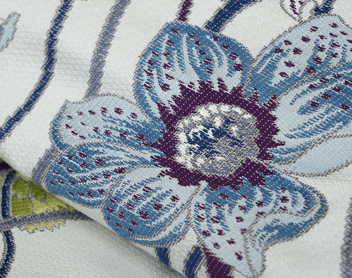 新品未仕立 西陣織 白綾苑大庭 九寸名古屋帯 優花 水色 手縫仕立代込み