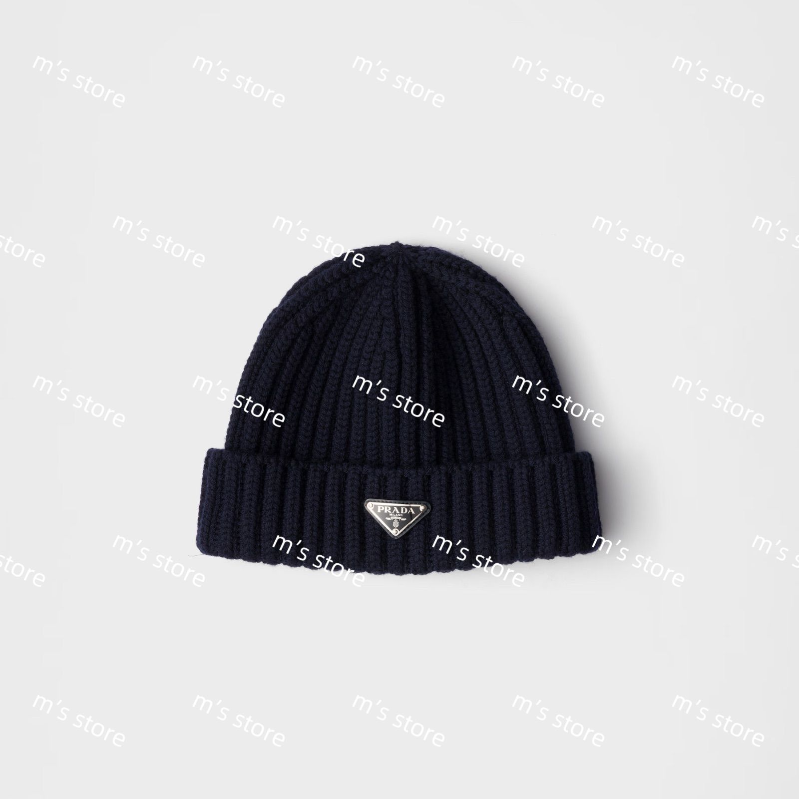 PRADA プラダ ウール ビーニー ニット帽 ネイビー