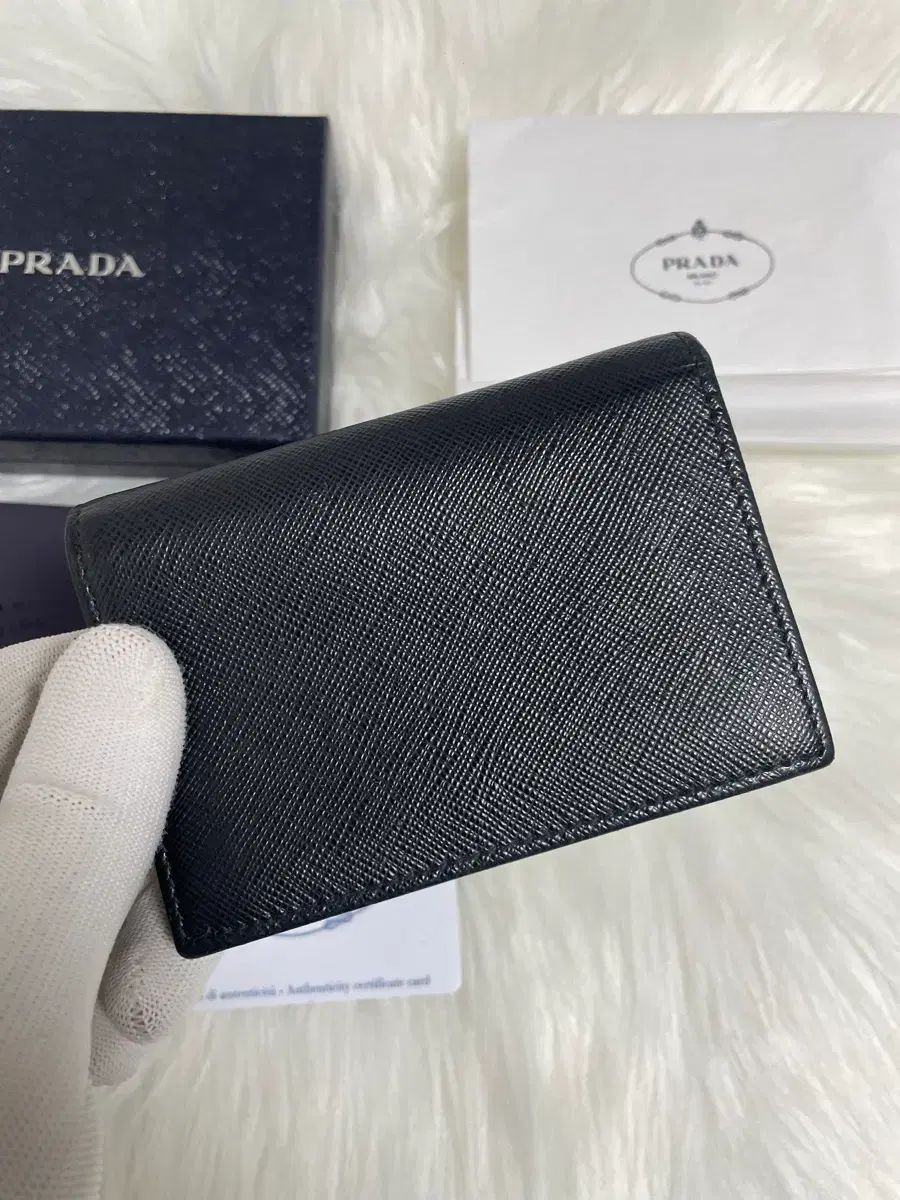 S 級 PRADA プラダ サフィアーノ 三角ロゴ ゴールド カードウォレット