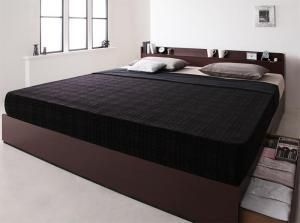 P 14倍 12 10 棚 コンセント付収納ベッド マルチラススーパースプリングマットレス付き キング