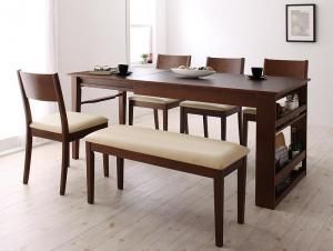 P 14倍 12 10 ダイニングセット ベンチ 4人 6人 ダイニングテーブル 伸縮 伸縮テーブル 収納 合皮 レザー チェア 6点セット テーブル チェア4脚 ベンチ1脚 幅120-180