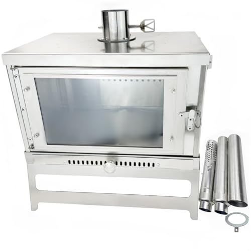 solotour 二次燃焼 ガラス 薪ストーブ 組み立て コンパクト スパークアレスター ダンパー付煙突*収納バッグ付き サイズ 38*25*25 po