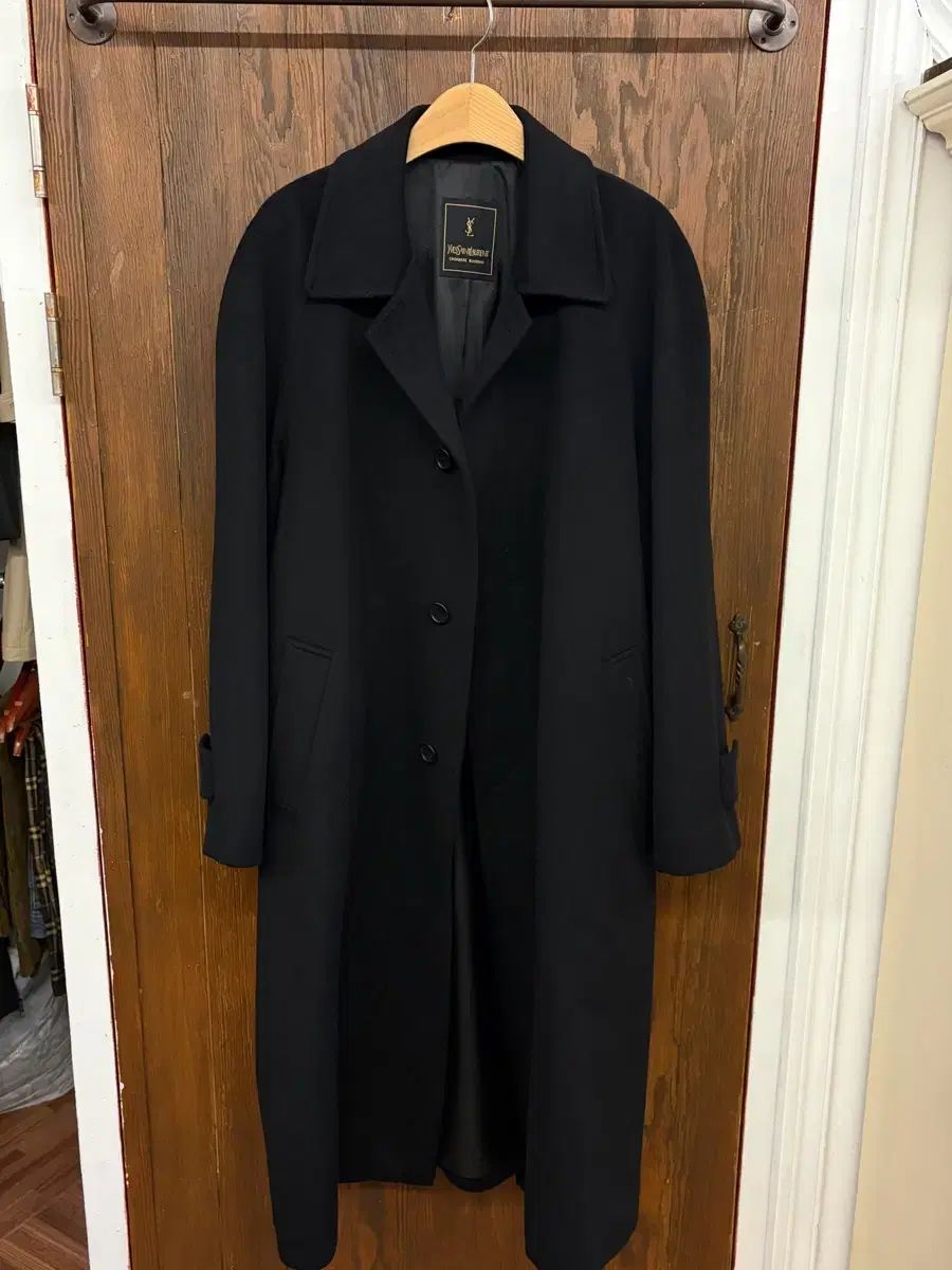 イヴ サンローラン Saint Laurent ブラック ロングコート