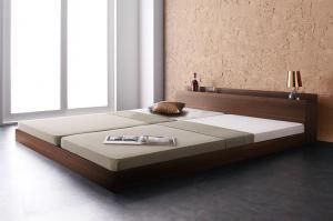 P 14倍 12 10 棚 コンセント付きフロアベッド マルチラススーパースプリングマットレス付き クイーン SS 2