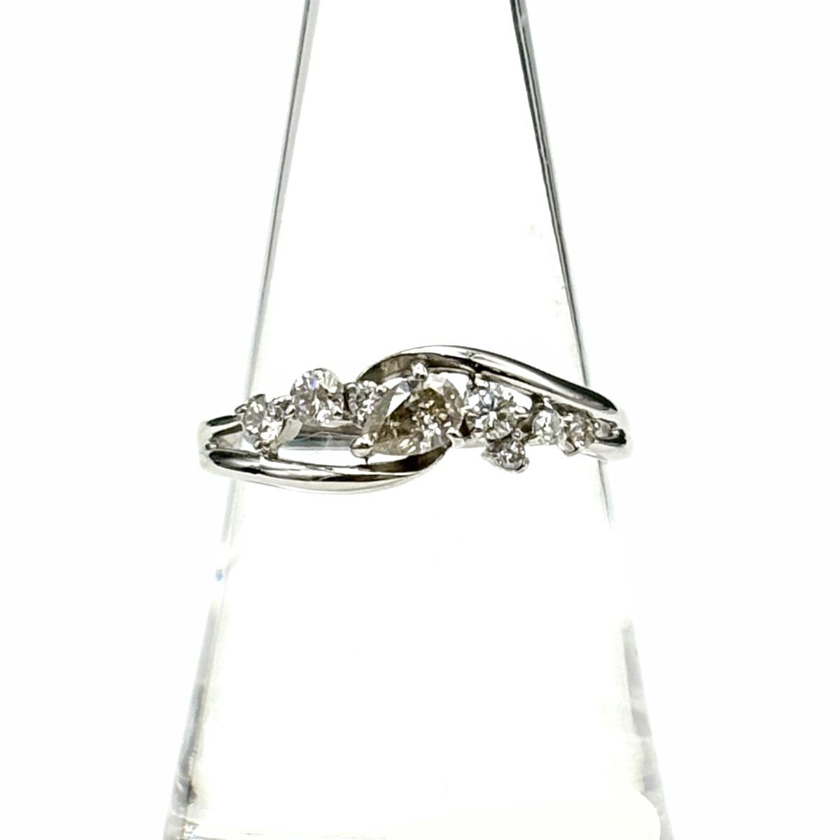 ダイヤモンド デザインリング プラチナ 指輪 メレダイヤ リング 15号 Pt 900 レディース