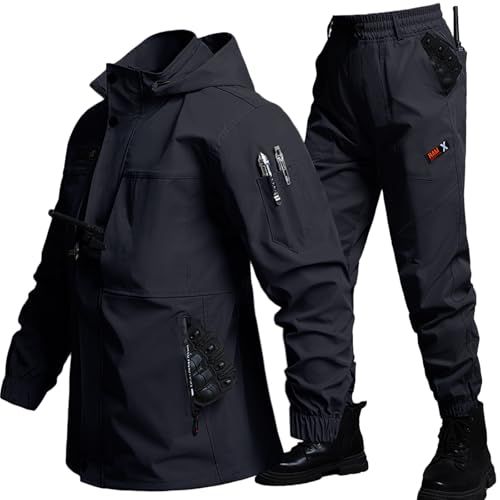 ｉｎｏｔｅｎｋａ アウトドアジャケット 上下セット メンズ マウンテンパーカー 撥水 防風 ウインドブレーカー トレッキングパンツ 登山ジャケット フード付 取り外し 多ポケット 釣り バイク 作業着 春秋服po