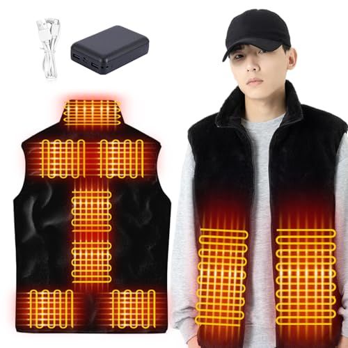 DUDUBON 電熱ベスト レディース メンズ 9箇所発熱 3段階調温 10000 mAhバッテリー付き USB給電 前後独立隠しスイッチ カップルベスト 速暖 保温 防寒対策 屋外作業po