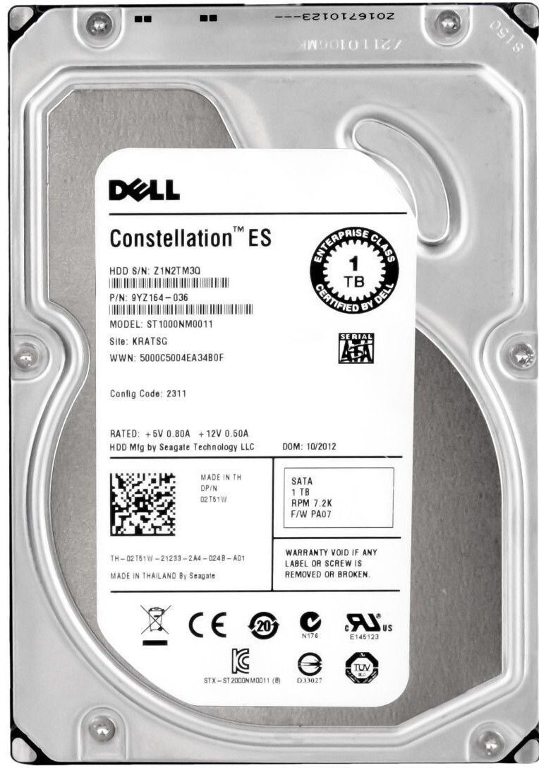 3年保証 Hard Drive Dell 02 T 51 W 2 1 TB 7200 U|Min 64 MB SATA III 3.5 Inch