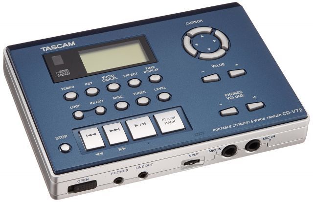 TASCAM タスカム CD VT 2 ボーカル練習 CDプレーヤー チューナー 小型 コンパクト ポータブル キーチェンジ スピードコントロール テンポチェンジ ボーカルキャンセル 語学学習