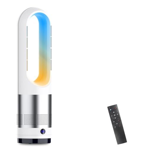 2025冷暖兼用 扇風機 羽なし タワーファン 8段階冷風＆3段階温風切替 左右100°首振り 9 Hタイマー機能 温風 冷風 広範囲送風 羽根なし型 リビング扇風機 強力 大風量 リモコン付 1400 W 暖風送風 ファンヒーター 過熱保護 転倒安全装置 po