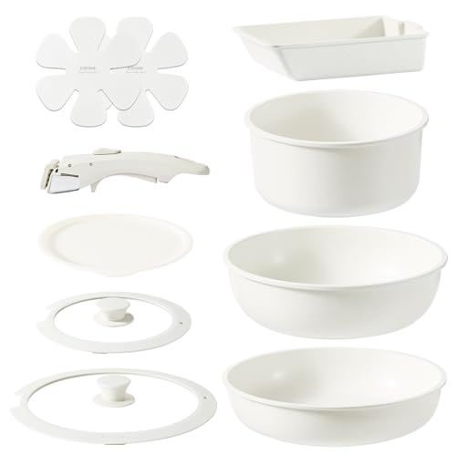 CAROTE カローテ フライパン セット 10点 IH ガス火対応 PFOA PFOS フリー 5層構造 軽量 取っ手のとれる 卵焼き マーブルコート スルスルすべる こびりつきにくい 鍋セット お手入れが簡単 新生活応援 オーブン対応 ベーpo