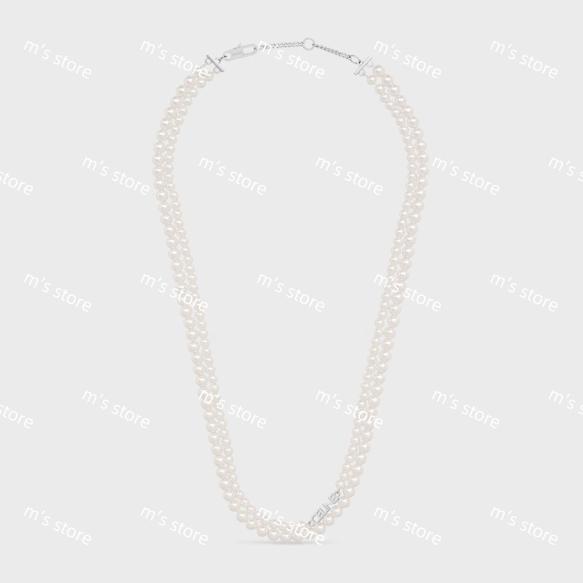 CELINE セリーヌ モノクローム ダブル パール ネックレス