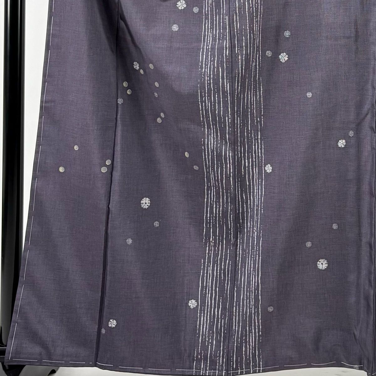 付下げ 身丈162 cm 裄丈65 M 袷 紬地 縞 丸文 金彩 紫 正絹 秀品