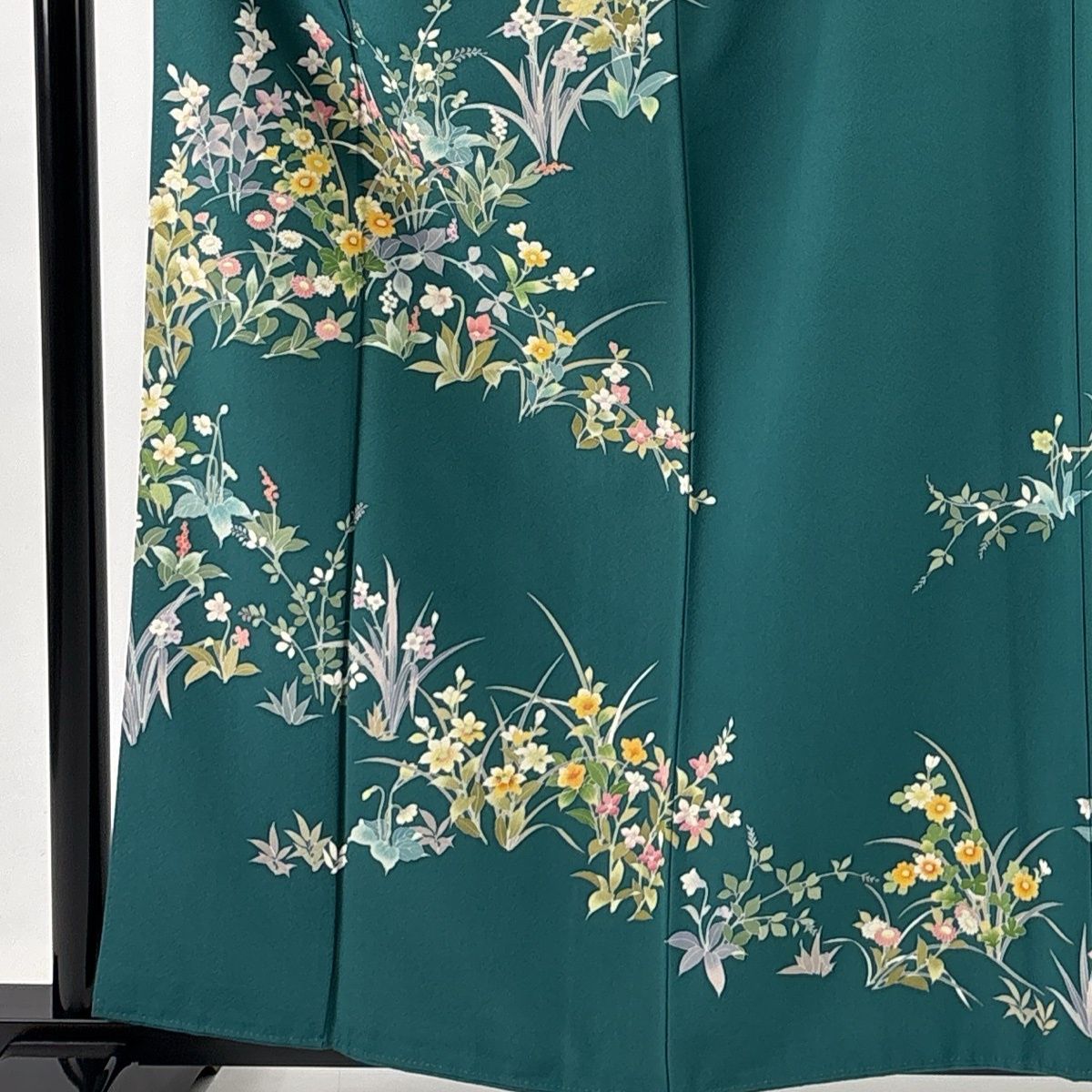 訪問着 身丈160 cm 裄丈64.5 M 袷 落款 草花 緑 正絹 秀品