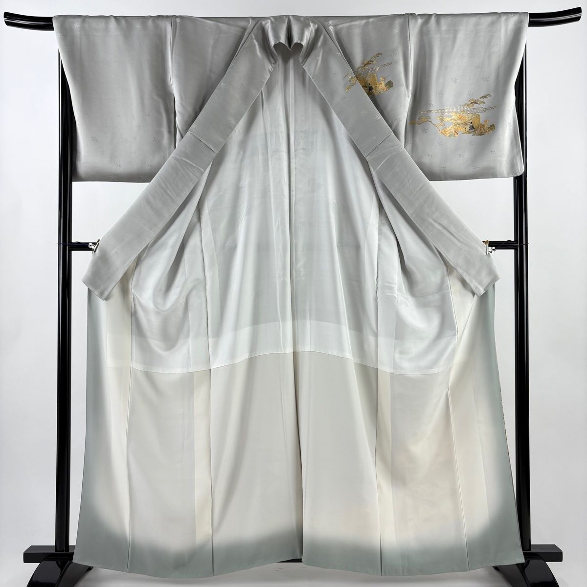  訪問着 身丈161 5 cm 裄丈68 L 袷 風景 人物 金銀彩 ぼかし 灰色 正絹 秀品 訪問着 付け下げ 着物