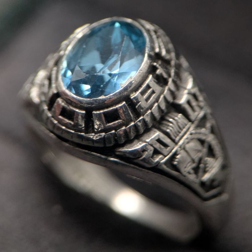 2007年 REED社 ヴィンテージ スターリングシルバー925 クラスリング ブルーストーン 11 6号 9 1 g ユニセックス