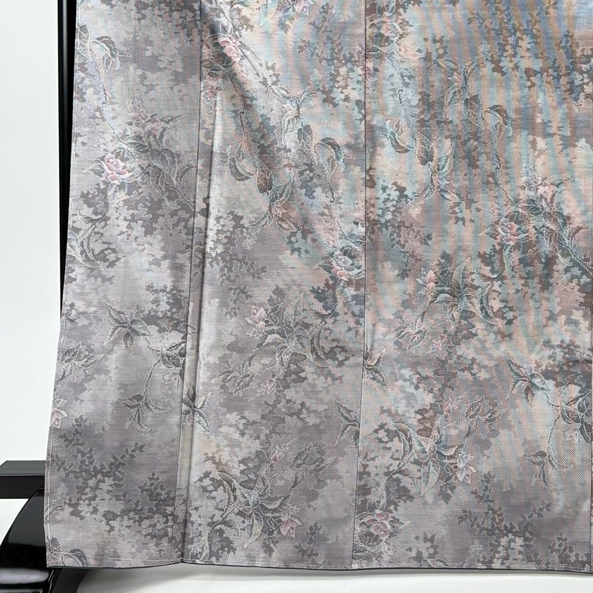 大島紬 身丈170 cm 裄丈66 M 袷 都喜ヱ門 やまと 証紙 草花 灰紫 正絹