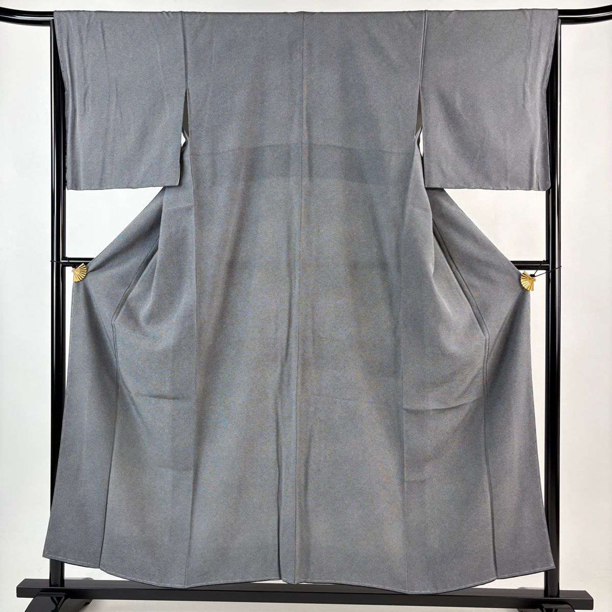 美品】 江戸小紋 身丈154cm 裄丈66.5cm M 袷 やまと 鮫文様 黒灰 正絹