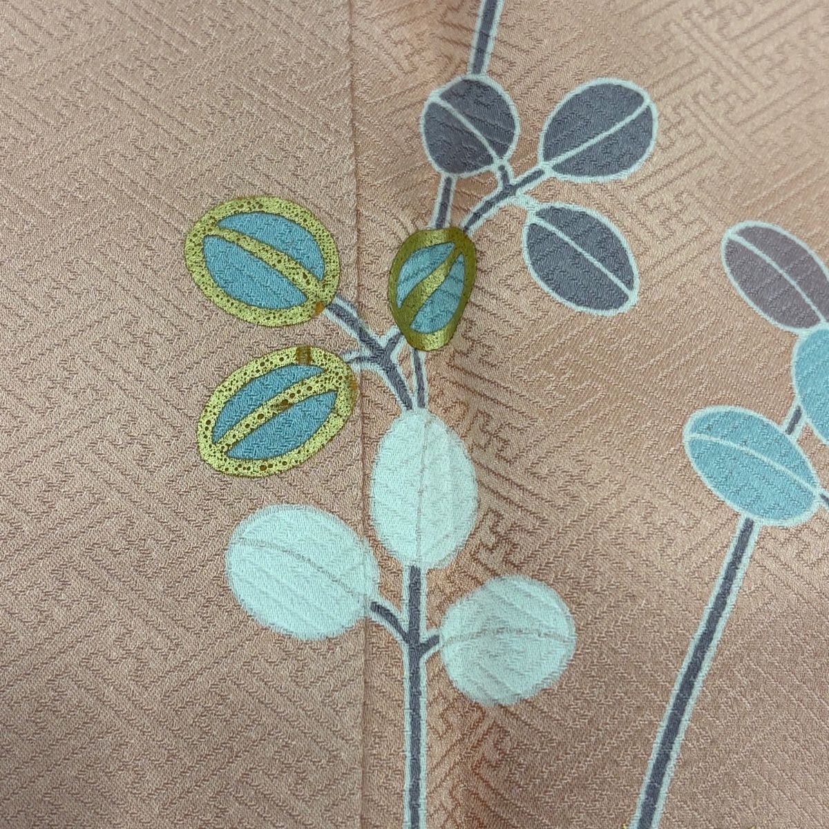  訪問着 身丈160.5 cm 裄丈67.5 L 袷 花丸文 萩 金彩 ぼかし サーモンピンク 正絹 訪問着 付け下げ 着物