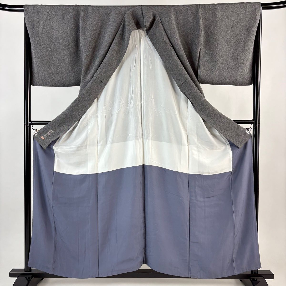  江戸小紋 身丈159 cm 裄丈66 5 M 袷 落款 鮫 黒灰 正絹 小紋 着物